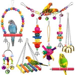 Bird Toys for Conures with Colorful Ladder Hammock Bird Cage Accessories Bird
